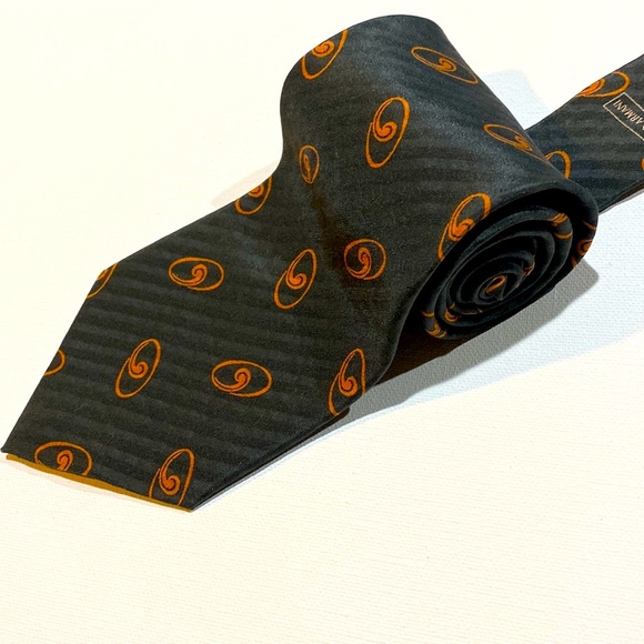 GIORGIO ARMANI Mens Silk Neck Tie Cravatte ~ Blue & Orange~ 58”~ EUC! - Picture 3 of 11